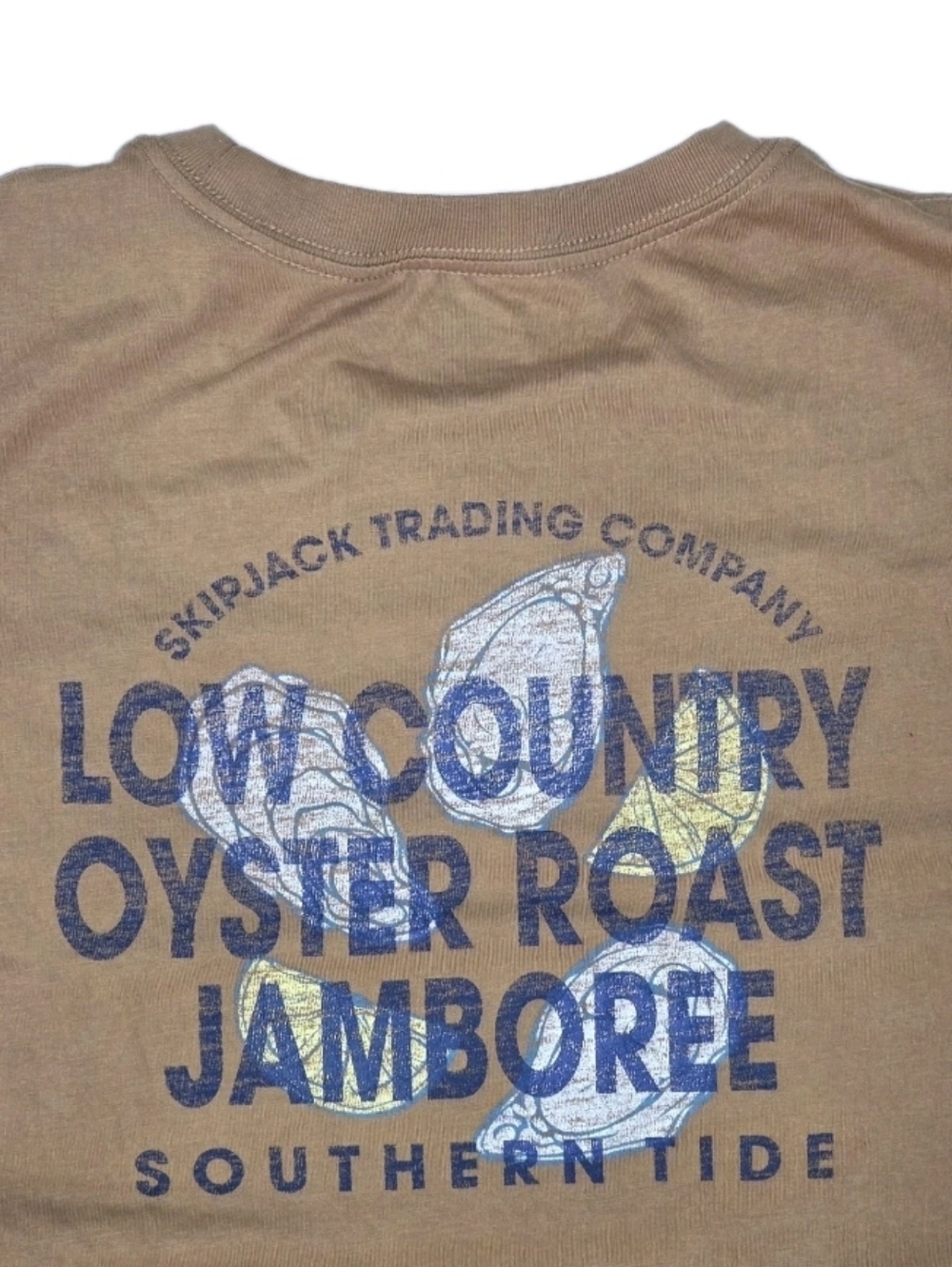 Southern Tide Mens Low Country Oyster Jamboree Long Sleeve Shirt Size XL Tan